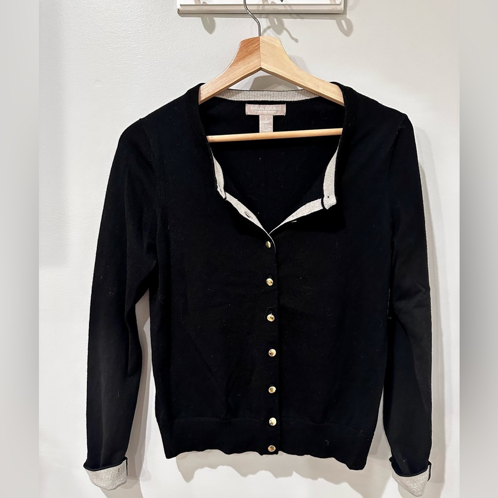 Banana Republic Extra Fine Merino Cardigan in Black